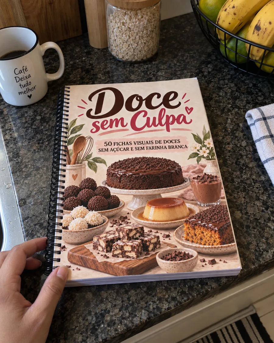 Material impresso do doce sem culpa sendo usado de verdade