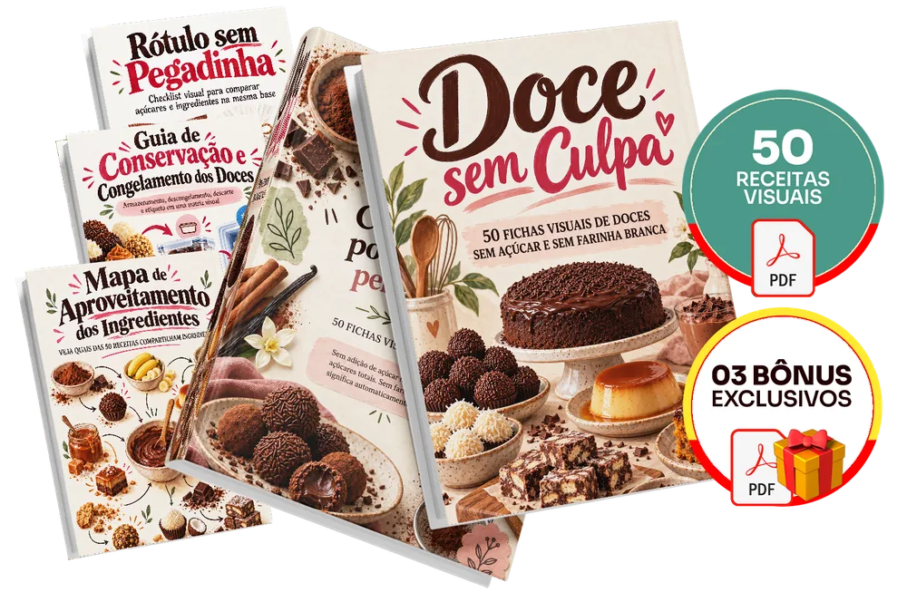 Plano completo do doce sem culpa — material principal e os 3 bônus